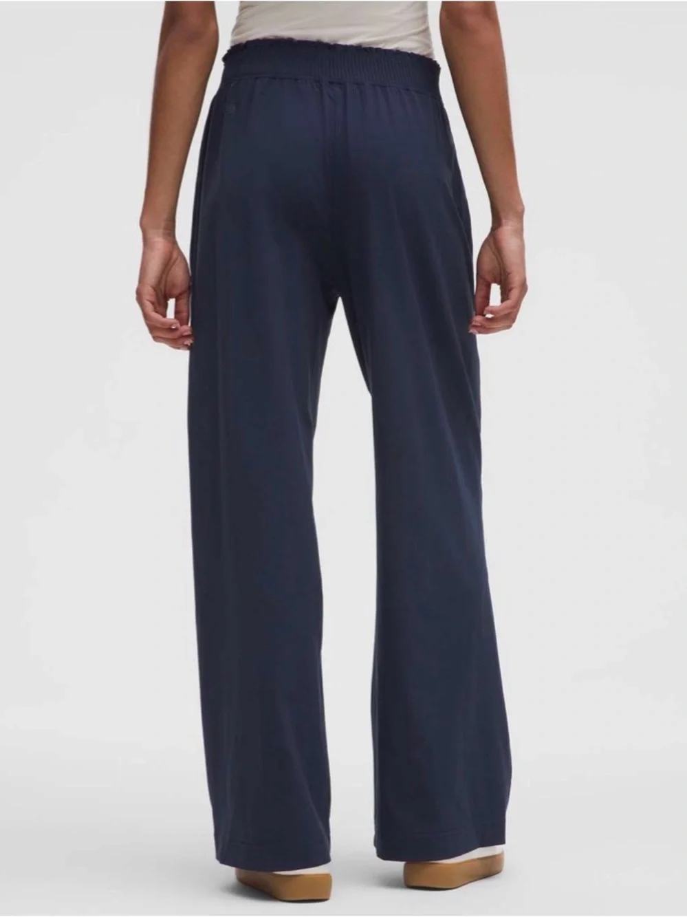 LULULEMON Stretch Woven Ruffle-Waist Wide-Leg Pant Club Blue Size Small